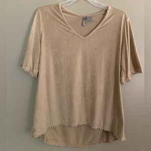 New Directions Weekend Short Sleeve Top with Crochet Detailing